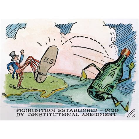 Stretched Canvas Art - Prohibition Cartoon. /Namerican Cartoon On The Establishment Of ...