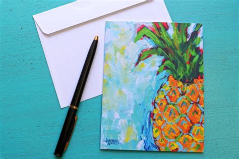 Pineapple Cards Pineapple Gift Pineapple Print Blank Note - Etsy