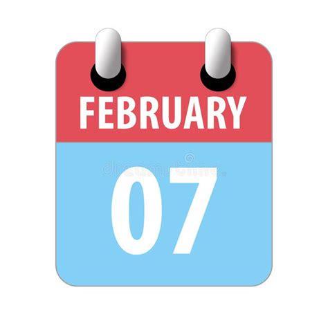 February 7th. Day 7 of Month,Simple Calendar Icon on White Background ...