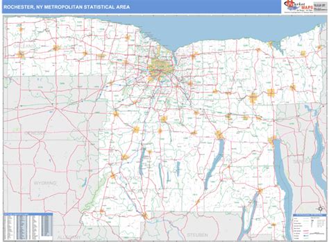 Rochester, NY Metro Area Zip Code Wall Map Basic Style by MarketMAPS