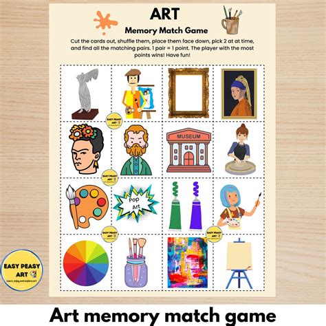 Art Match Game Printable, Match Art Items Toddler Activity Printable ...