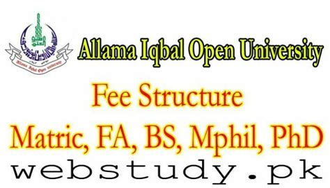 AIOU Fee Structure 2024 Matric, FA, BS, M.Phil, PhD