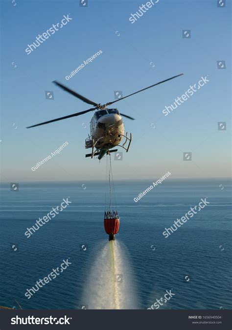 Firefighting Helicopter Discharges Water Fire Stock Photo 1656940504 ...