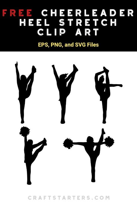 Free Cheerleader Heel Stretch Silhouette Clip Art | Silhouette clip art ...