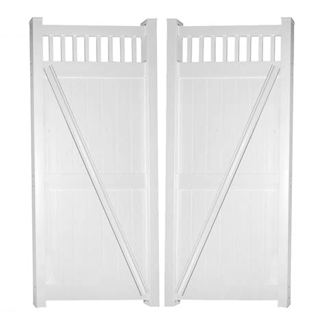 Weatherables Mason 7.4 ft. W x 8 ft. H White Vinyl Privacy Double Fence Gate-DWPR-CT-8X44.5 ...