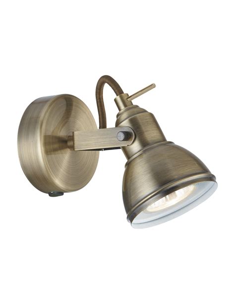 Searchlight Focus Wall Single Spotlight Antique Brass