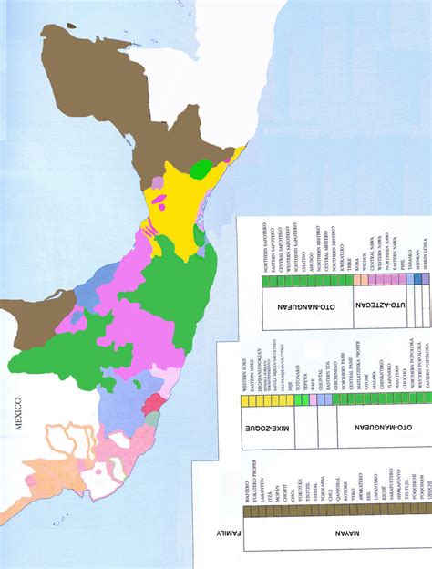 Map showing languages spoken in Mesoamerica 500 years ago. Modified ...