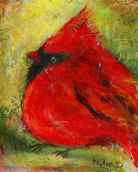 Fat Cardinal Fat Bird Art Print by Patricia Lintner - Etsy