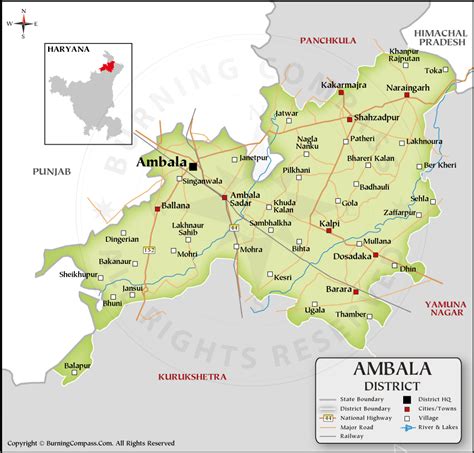 Ambala District Map, Haryana, India