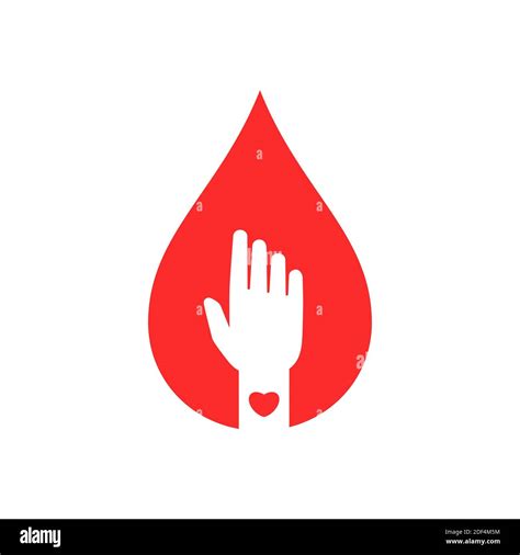 Blood drop with donor hand and heart. Donate blood concept. World blood ...