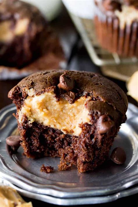 Peanut Butter Filled Chocolate Muffins - Sugar Spun Run