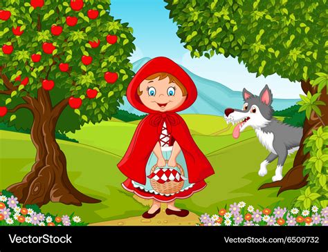 Little red riding hood meeting with a wolf Vector Image