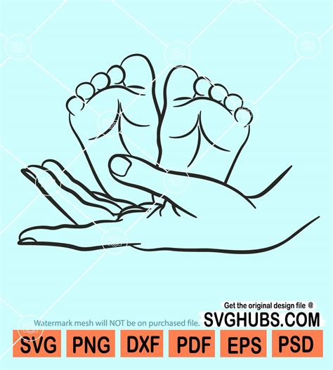 Female hands with baby feet svg, Hands with baby feet svg, Hands ...