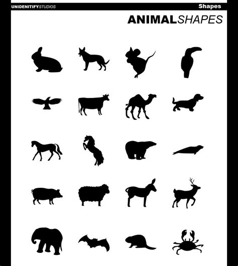 20 Animal Shapes for Photoshop by UnidentifyStudios on DeviantArt