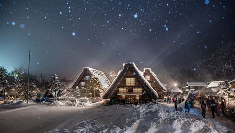 Snowy Village Night