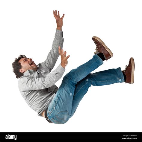 falling man isolated on white background Stock Photo - Alamy