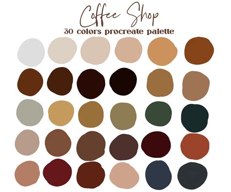 Coffee Shop Procreate Color Palette / iPad Procreate Swatches / Instant ...