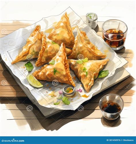 Watercolor Samosa on Plate: a Parody of Neogeo Style with High ...