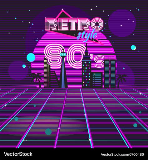 Retro style 80s disco design neon Royalty Free Vector Image