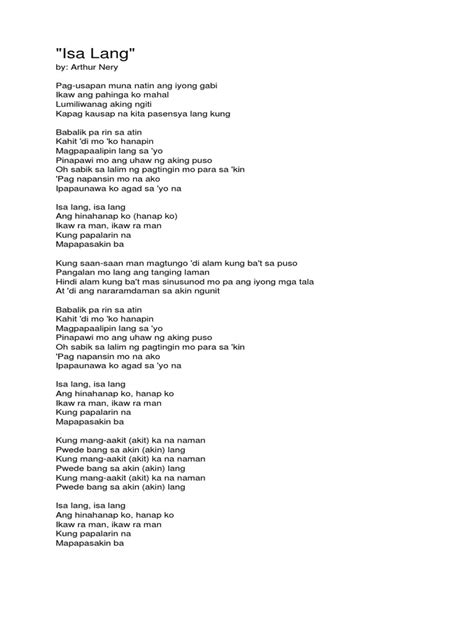 Isa Lang Lyrics | PDF