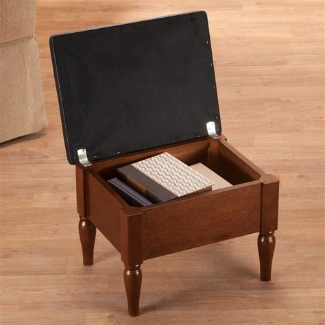 Faux Leather Wooden Foot Rest with Storage by OakRidge - Walter Drake