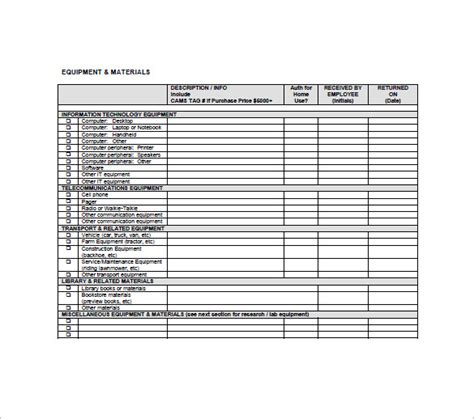 Asset List Template - 8+ Free Word, Excel, PDF Format Download