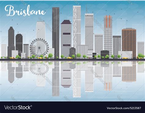 Brisbane skyline with grey building Royalty Free Vector