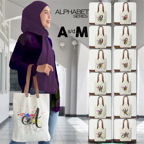 Jual Dewani - Totebag Canvas Vintage Seri Alphabet (huruf A - M) | Shopee Indonesia