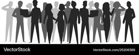 Crowd silhouette people group shadow young friend Vector Image