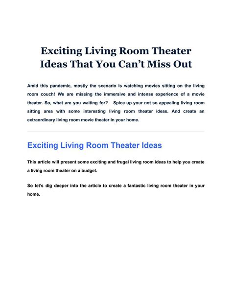 Exciting Living Room Theater Ideas That You Can’t Miss Out by housedecorationtip - Issuu