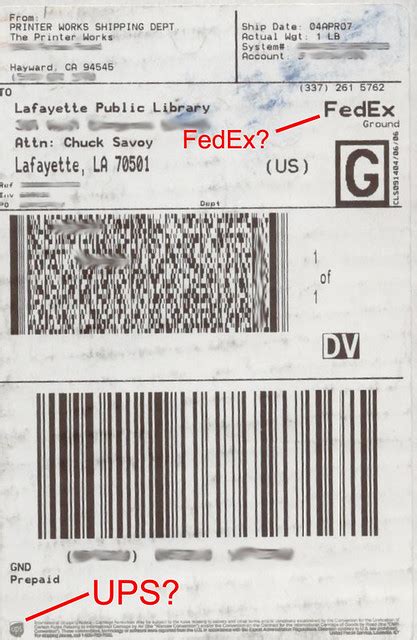 In Cahoots? | UPS logo on a fed-ex shipping label? Maybe the… | Flickr