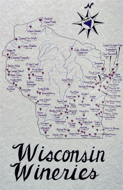 Wisconsin Wineries Map - Etsy