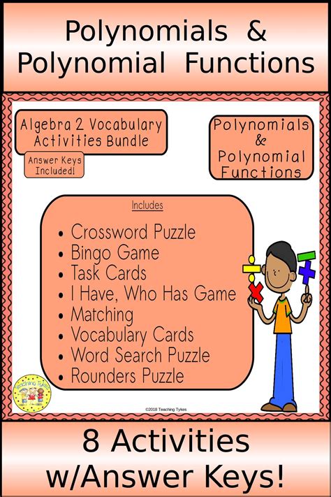 Polynomials and Polynomial Functions Algebra 2 Bundle | Vocabulary ...