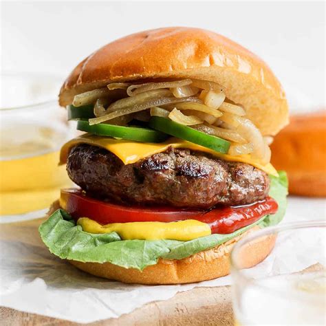 Beer Burgers (+ beer braised onions) - The Wooden Skillet