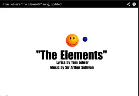 Tom Lehrer's "The Elements" song, animated | Tom lehrer, Songs, Chemistry