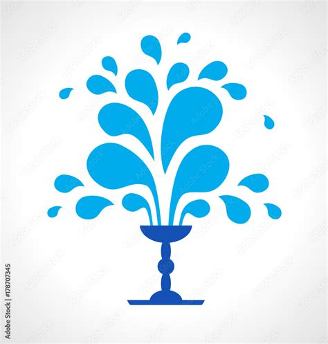 Vector icon fountain. Logo design template fountain and drop. Blue fountain isolated on white ...