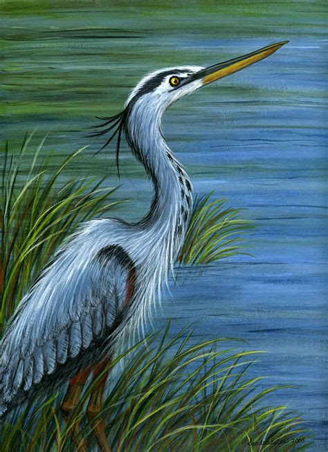 Great Blue Heron Painting by Sandra Estes | Pixels