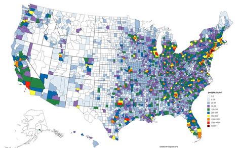 The Population Density of the US by County | Map, Heat map, Graphic