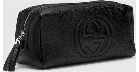 Gucci Soho Large Black Leather Cosmetic Bag | Lyst