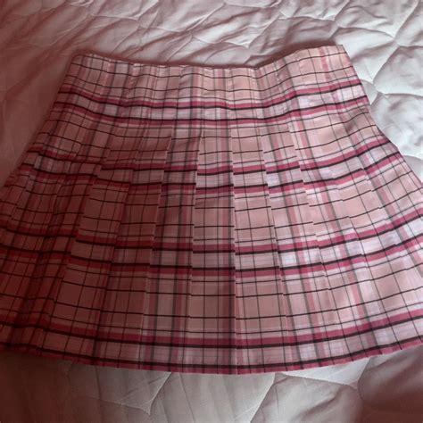 Large pink plaid skirt! Worn once years ago! Offers... - Depop