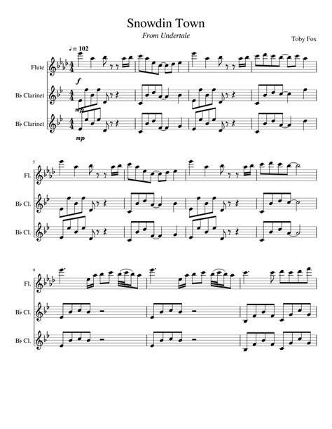 Snowdin Town sheet music for Flute, Clarinet download free in PDF or MIDI