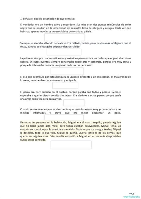 PROSOPOGRAFÍA, ETOPEYA Y RETRATO. Ficha interactiva | TopWorksheets