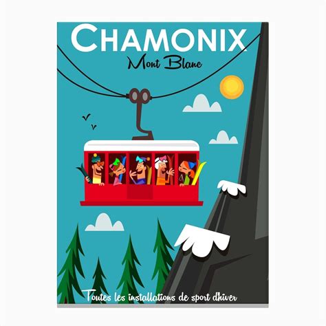 Chamonix Mont Blanc Cable Car Poster Teal Canvas Print | Ski posters, Chamonix, Vintage travel ...
