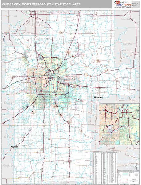 Kansas City, MO Metro Area Wall Map Premium Style by MarketMAPS - MapSales