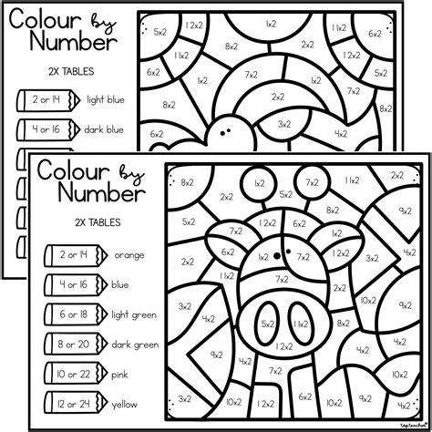 Colour by Number: Multiply by 2 - Top Teacher