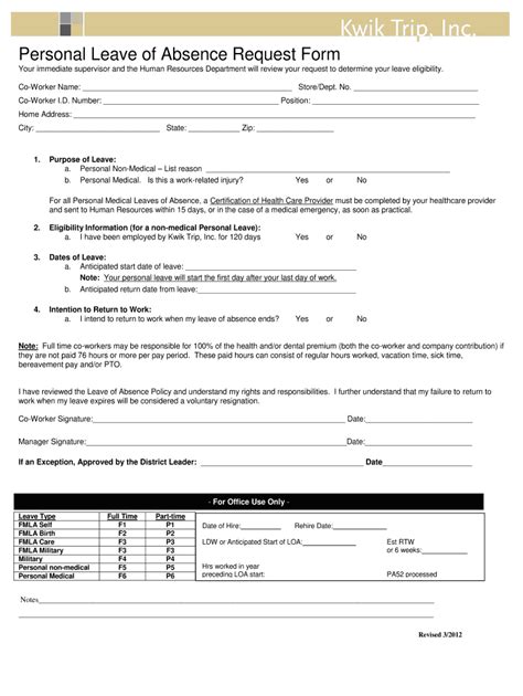 Leave Of Absence Form - Fill Online, Printable, Fillable, Blank | pdfFiller