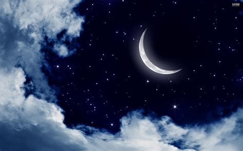 Moon and stars in the sky - Digital Art wallpaper | Moon and stars ...