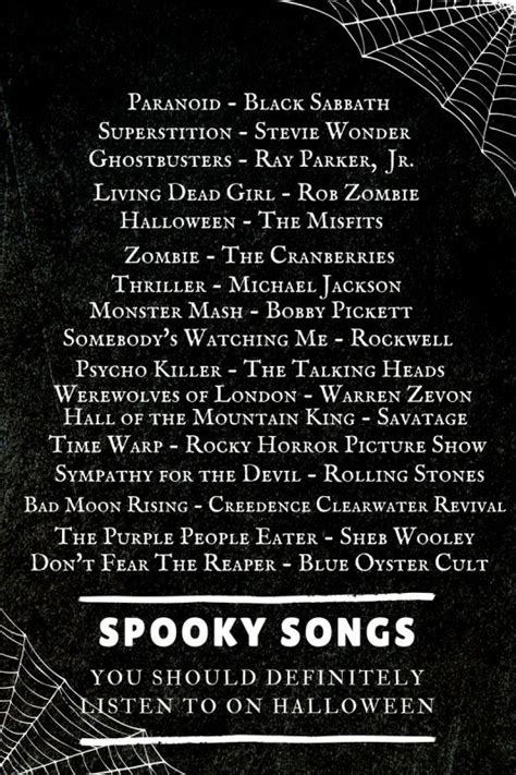 an advertisement for spooky songs with the words spooky songs on it