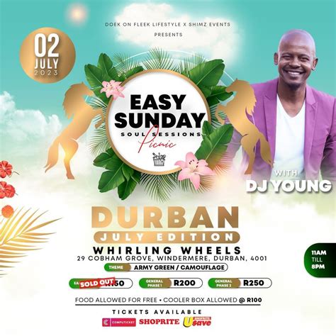 Easy Sunday Soul Sessions Picnic Durban - July Edition | Whirling Wheels Club, Durban, NL | July ...