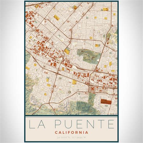 La Puente - California Map Print in Woodblock — JACE Maps